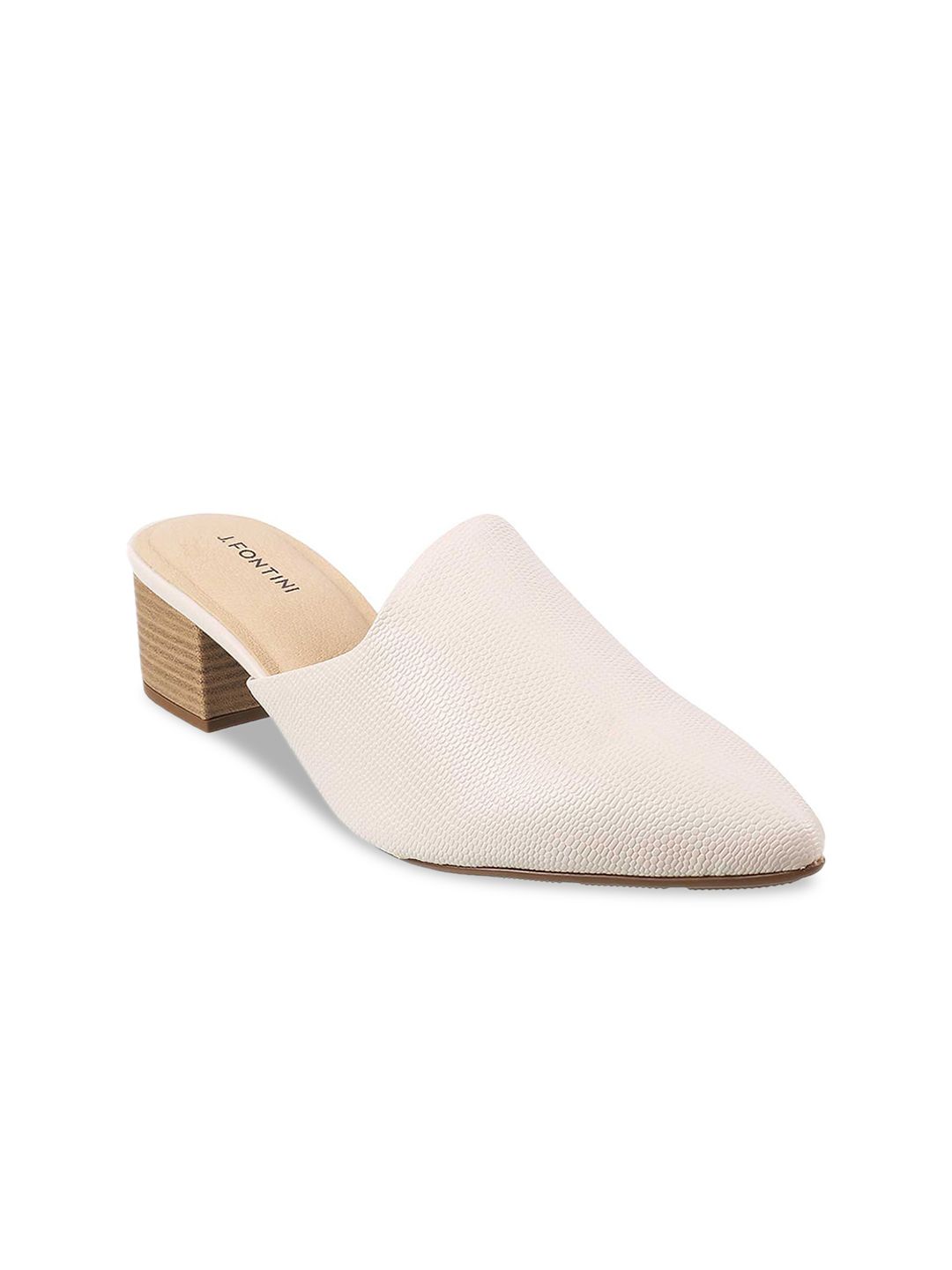 J FONTINI Off White Block Mules Price in India