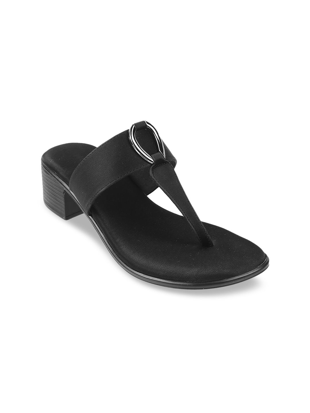 Mochi Black Solid Casual Block Heels Price in India