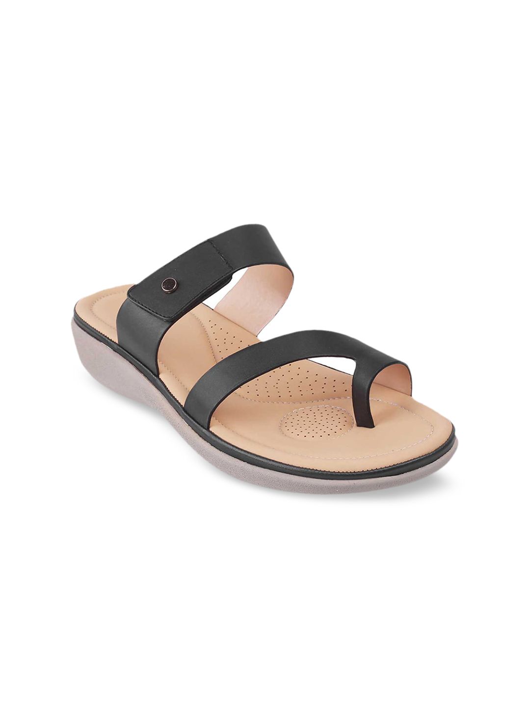 Mochi Black & Beige Comfort Sandals Price in India