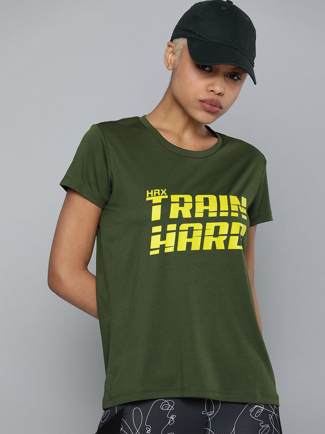 HRX By Hrithik Roshan Training Women Kombu Green Rapid-Dry Typography Tshirts Price in India