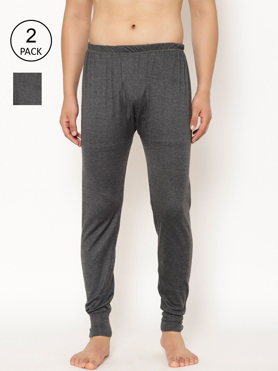 MACK JONNEY Men Pack Of 2 Grey Thermal Bottoms