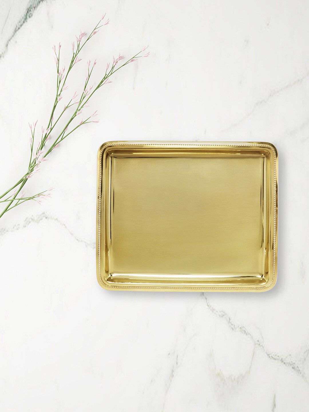 Living scapes by Pantaloons Gold-Toned Solid Metal Tray Price in India