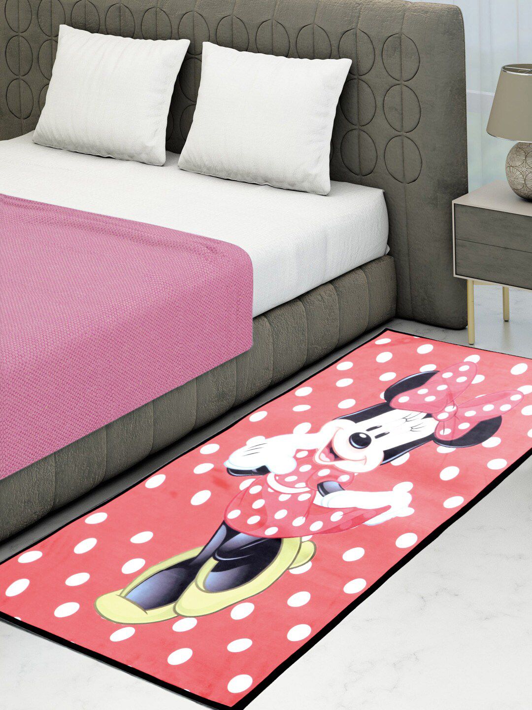 BELLA TRUE Red & White Mickey Digital Printed Rectangular Anti-Skid Bed Runner Price in India