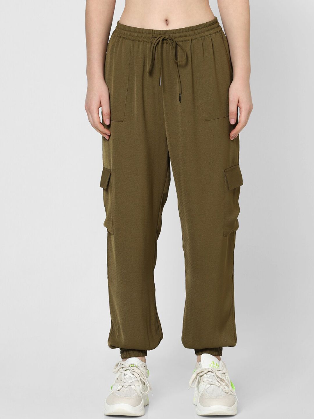 ONLY Women Olive Green Joggers Trousers Price in India