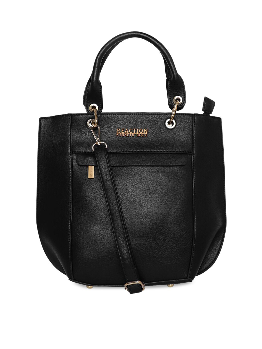 Kenneth Cole Black PU Structured Handheld Bag Price in India