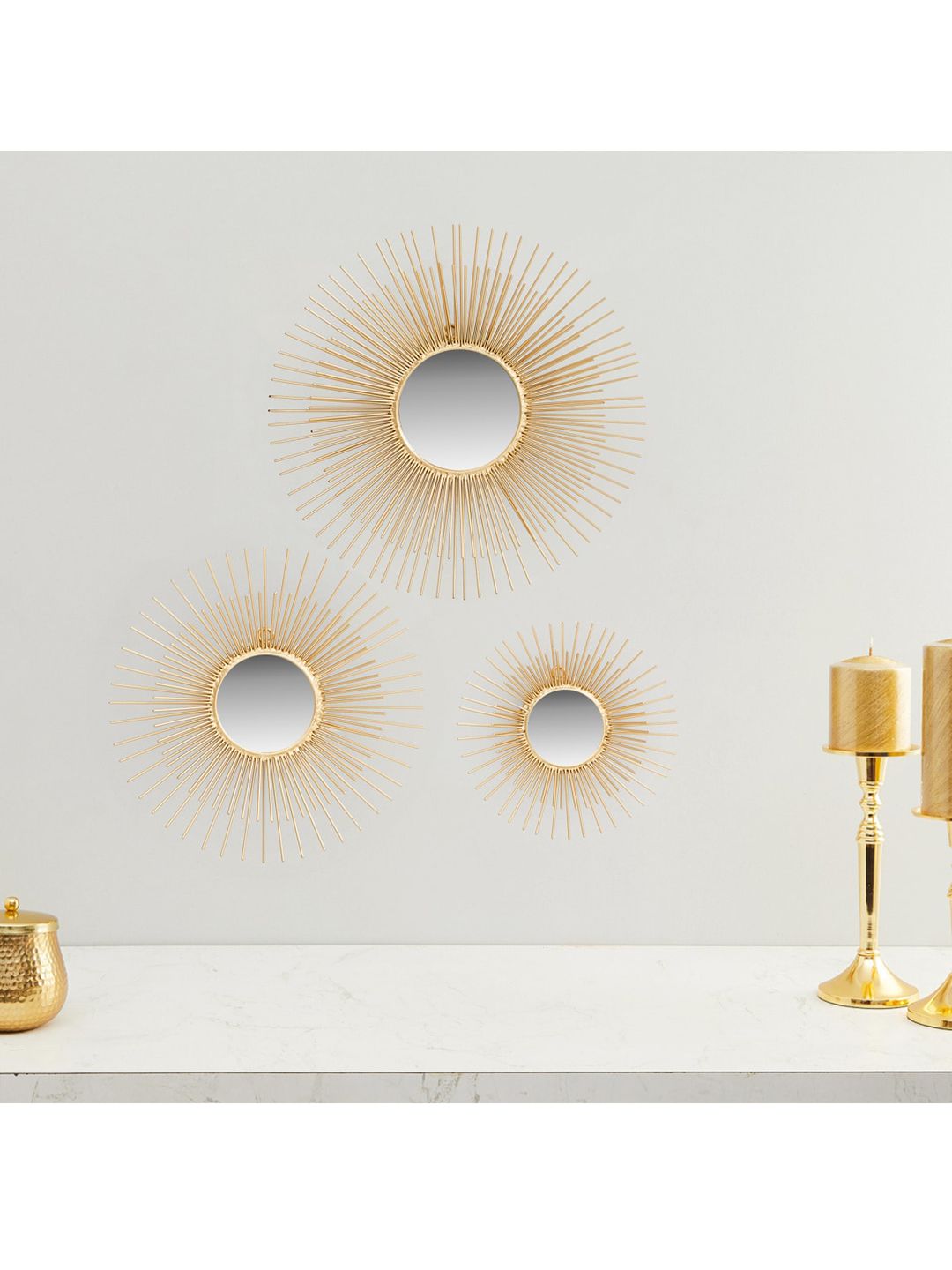 Home Centre Gold Toned Solid Eternity Round Wall Art Price in India