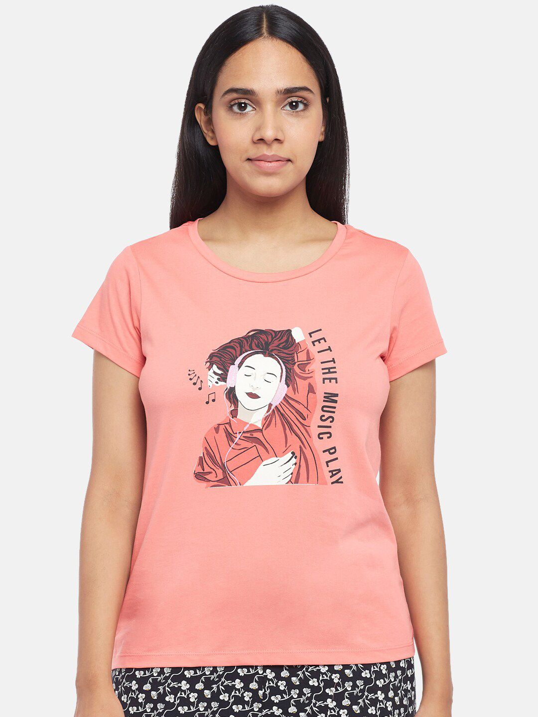 Dreamz by Pantaloons Women Pink Printed Tshirt Price in India