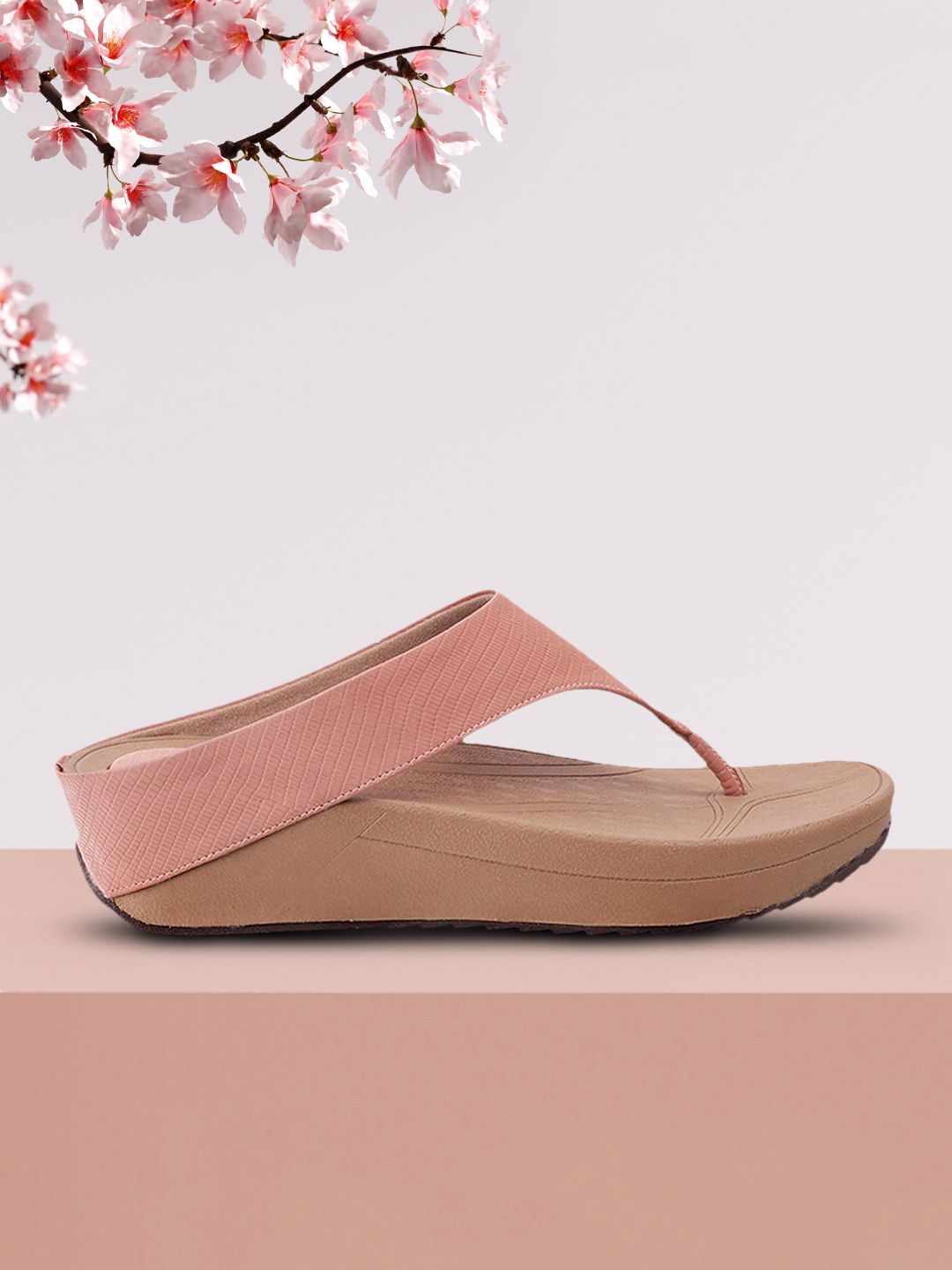 Metro Women Peach Textured Casual Comfort Sandals Price in India