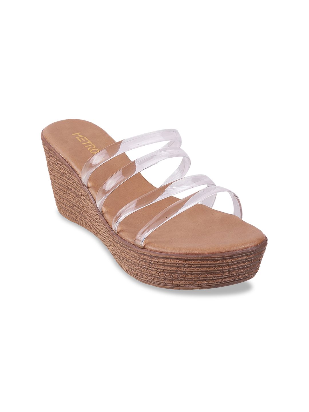 Metro Women White & Bronze-Toned Wedge Price in India