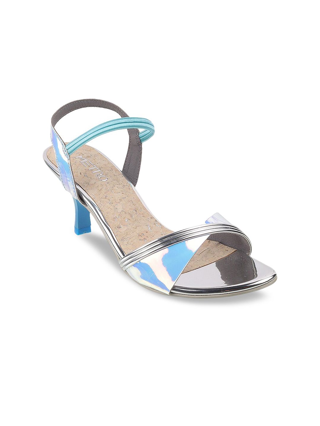 Metro Women Blue & Multicoloured Colourblocked Sandals with Bows Price in India