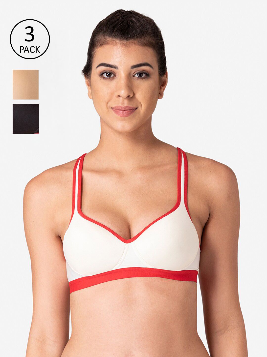 KOMLI Set of 3 Lightly Padded Workout Bra Price in India