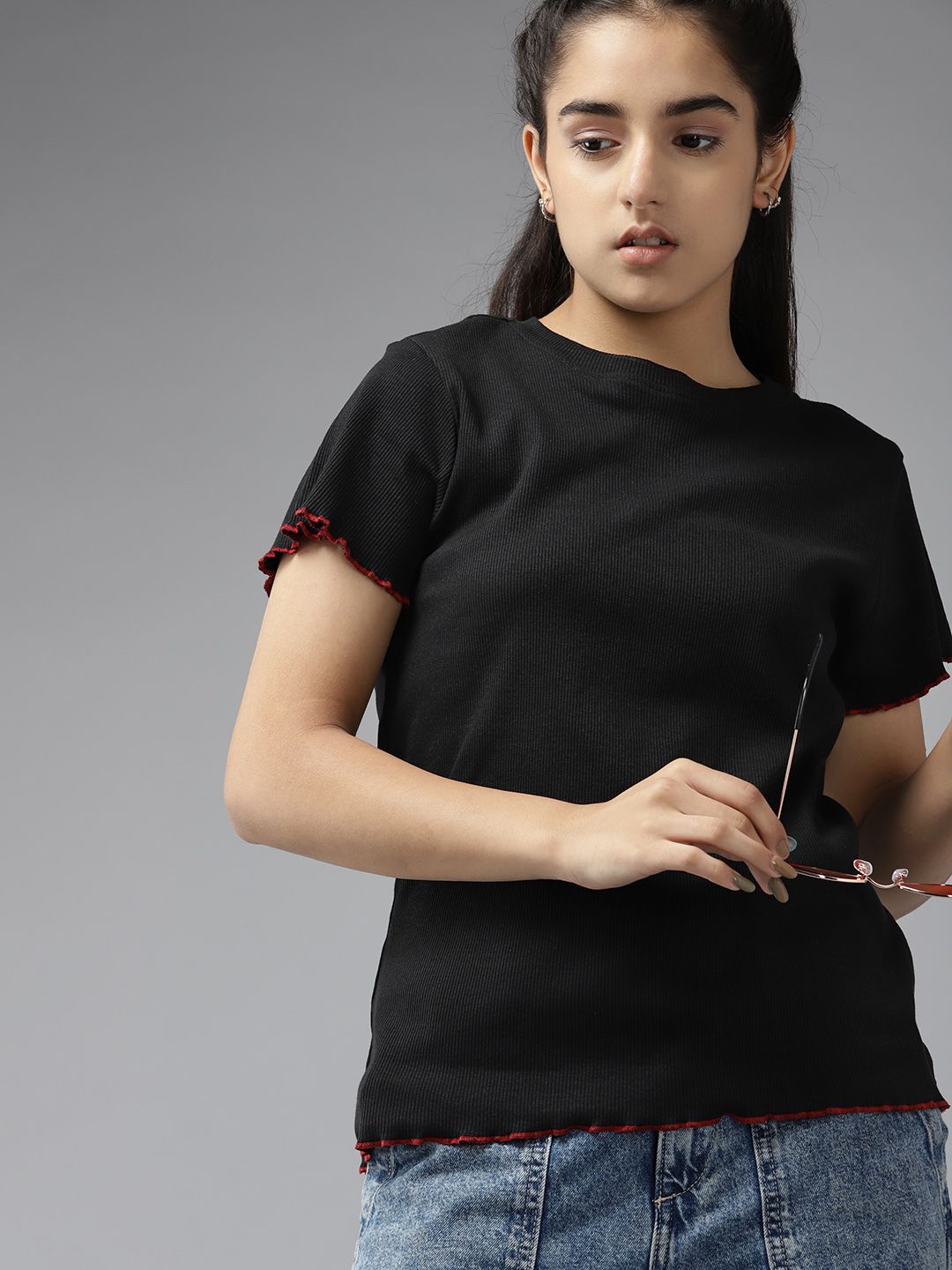 UTH by Roadster Girls Black Solid Top