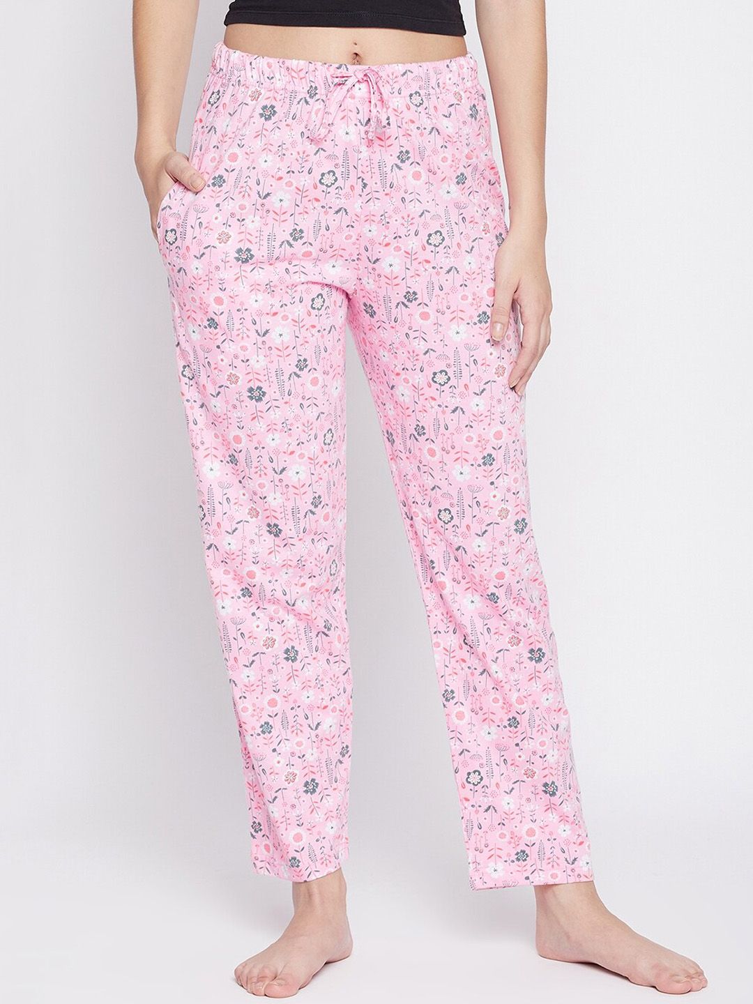 C9 AIRWEAR Women Pink Printed Pure Cotton Lounge Pants Price in India