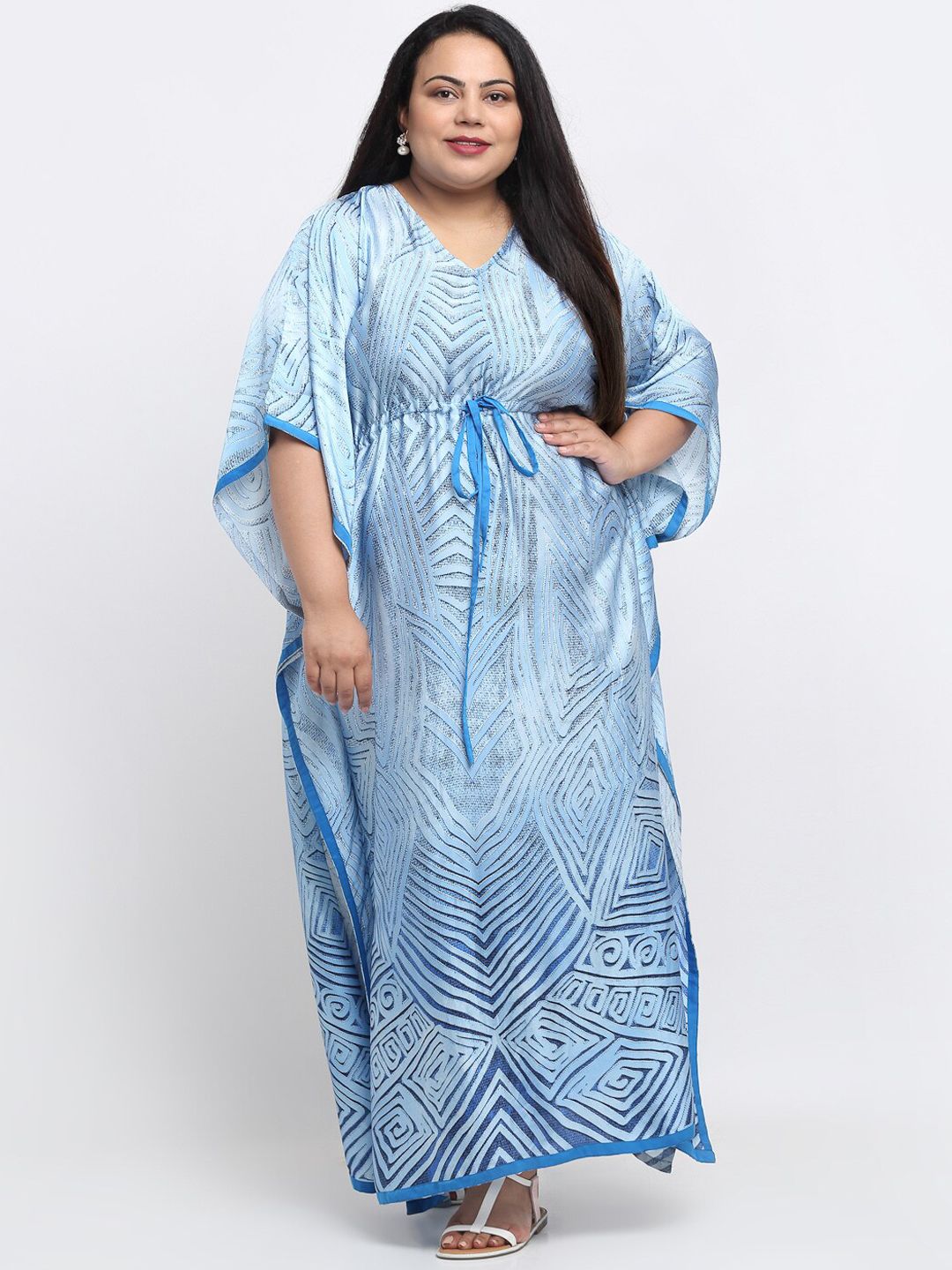 sindrellastorie Women Blue Printed Kaftan Dress