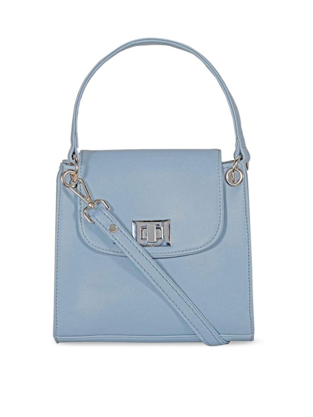 Toteteca Blue PU Structured Handheld Bag with Cut Work Price in India