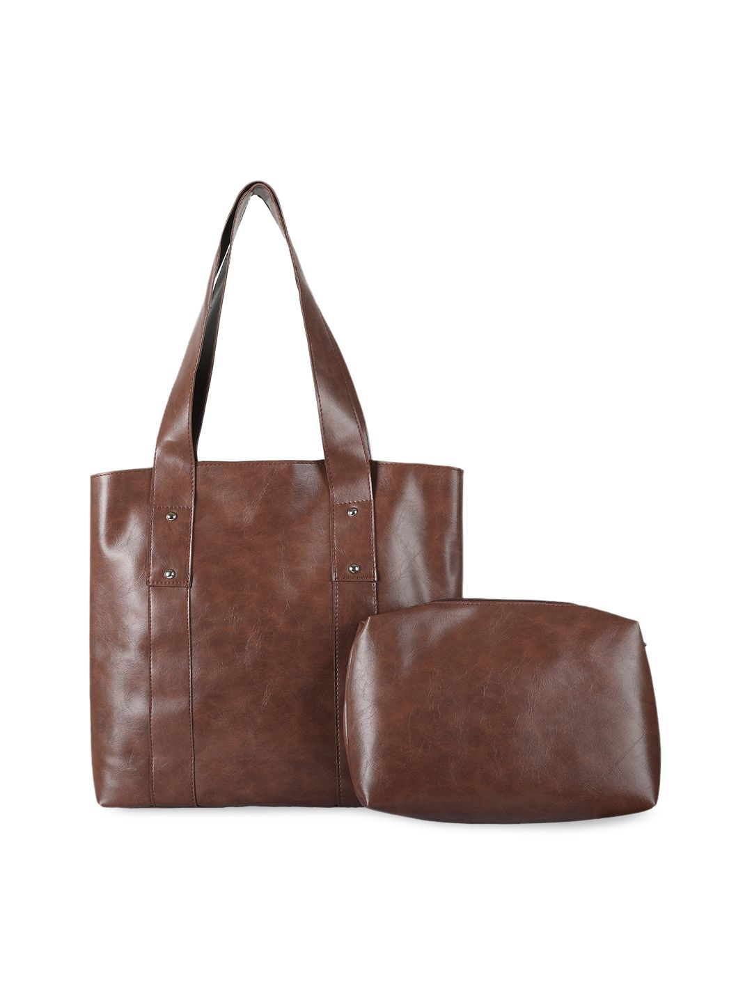 Toteteca Brown PU Oversized Shopper Shoulder Bag Price in India
