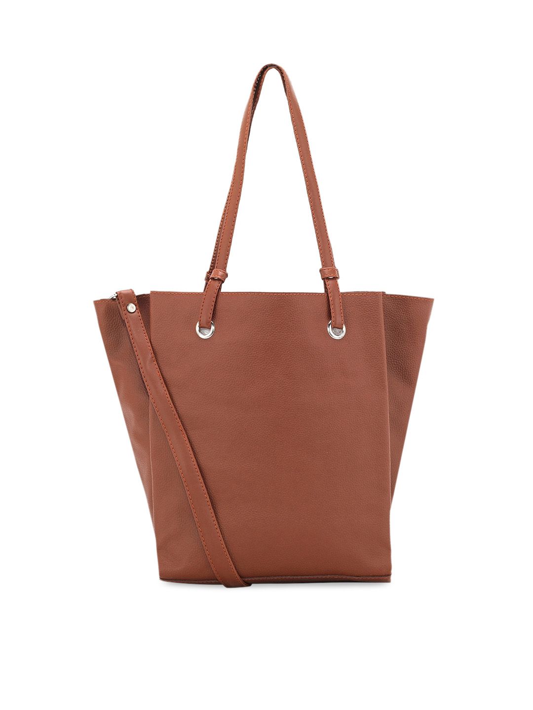 Toteteca Brown PU Oversized Structured Shoulder Bag Price in India