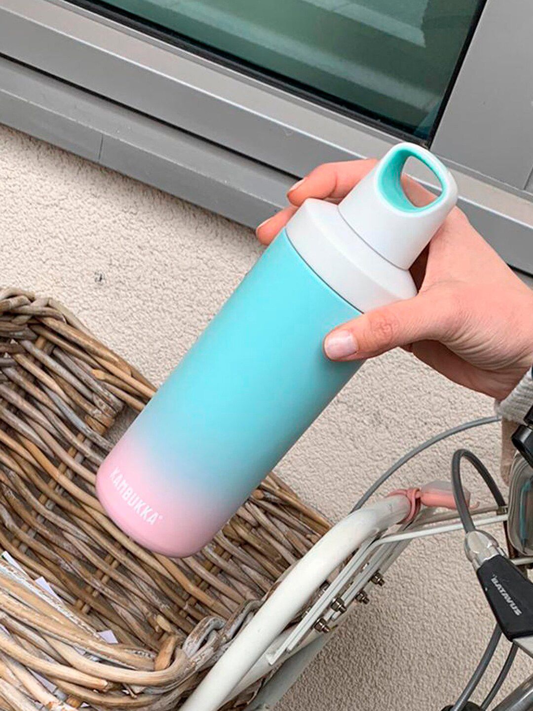 Kambukka Turquoise Blue & Pink Ombre Patterned Reno Vacuum Insulated Water Bottle 500 ml Price in India