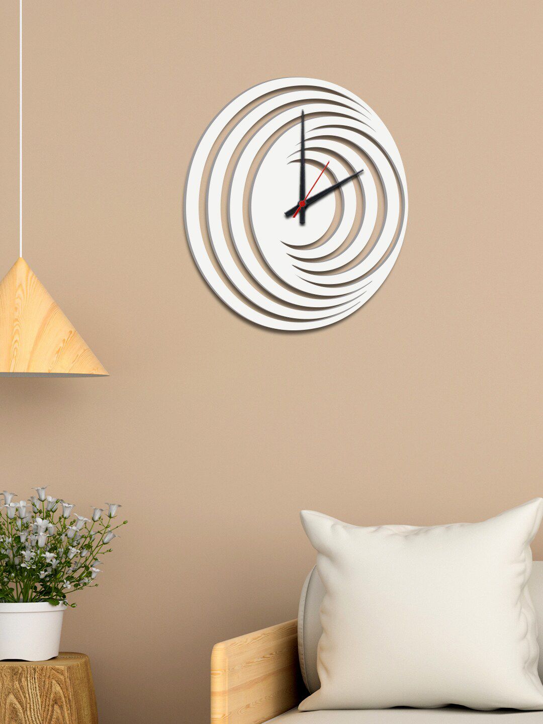 WALLMANTRA White & Grey Printed Traditional Wall Clock Price in India
