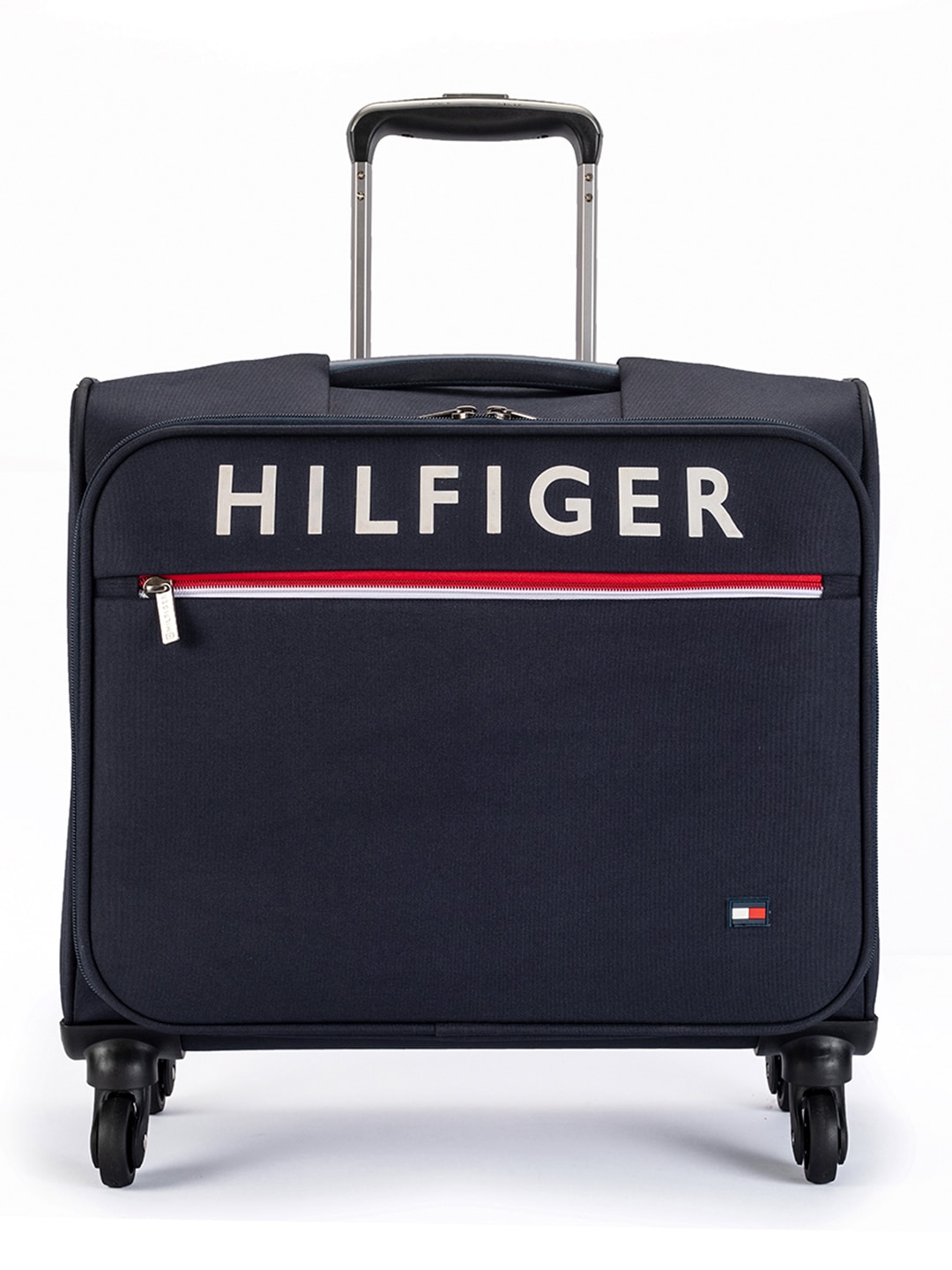 Tommy Hilfiger Navy Blue Brand Logo Print Cabin Overnighter Trolley Bag - 45 Litres Price in India