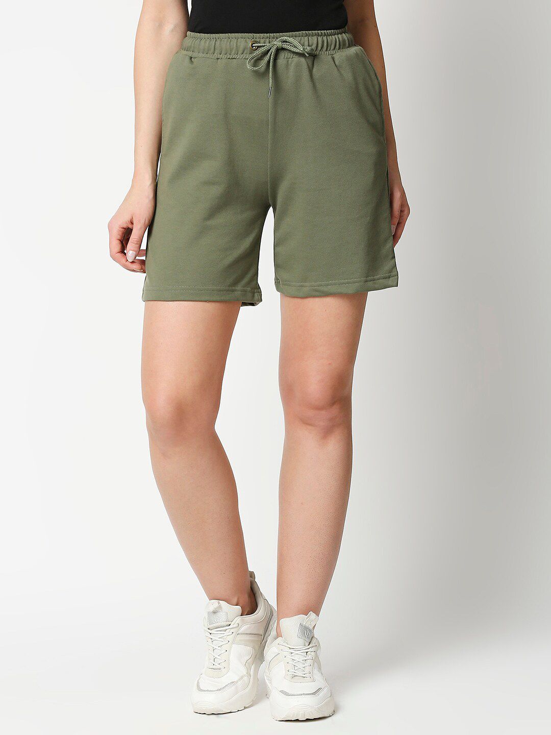 Bewakoof Women Olive Green Lounge Shorts Price in India