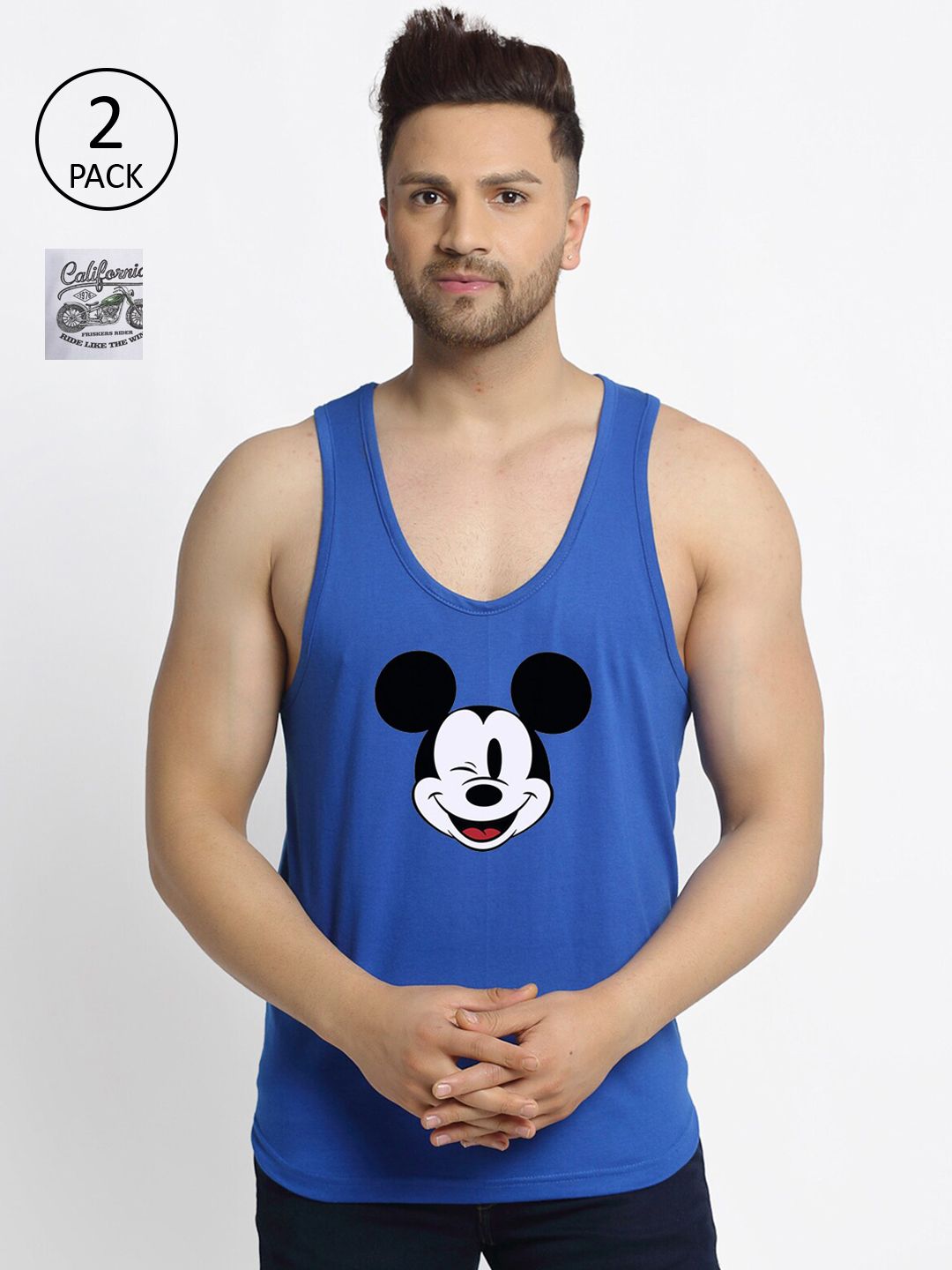 Friskers Men Pack Of 2 Printed Pure Cotton Innerwear Gym Vests C31-05-C209-02