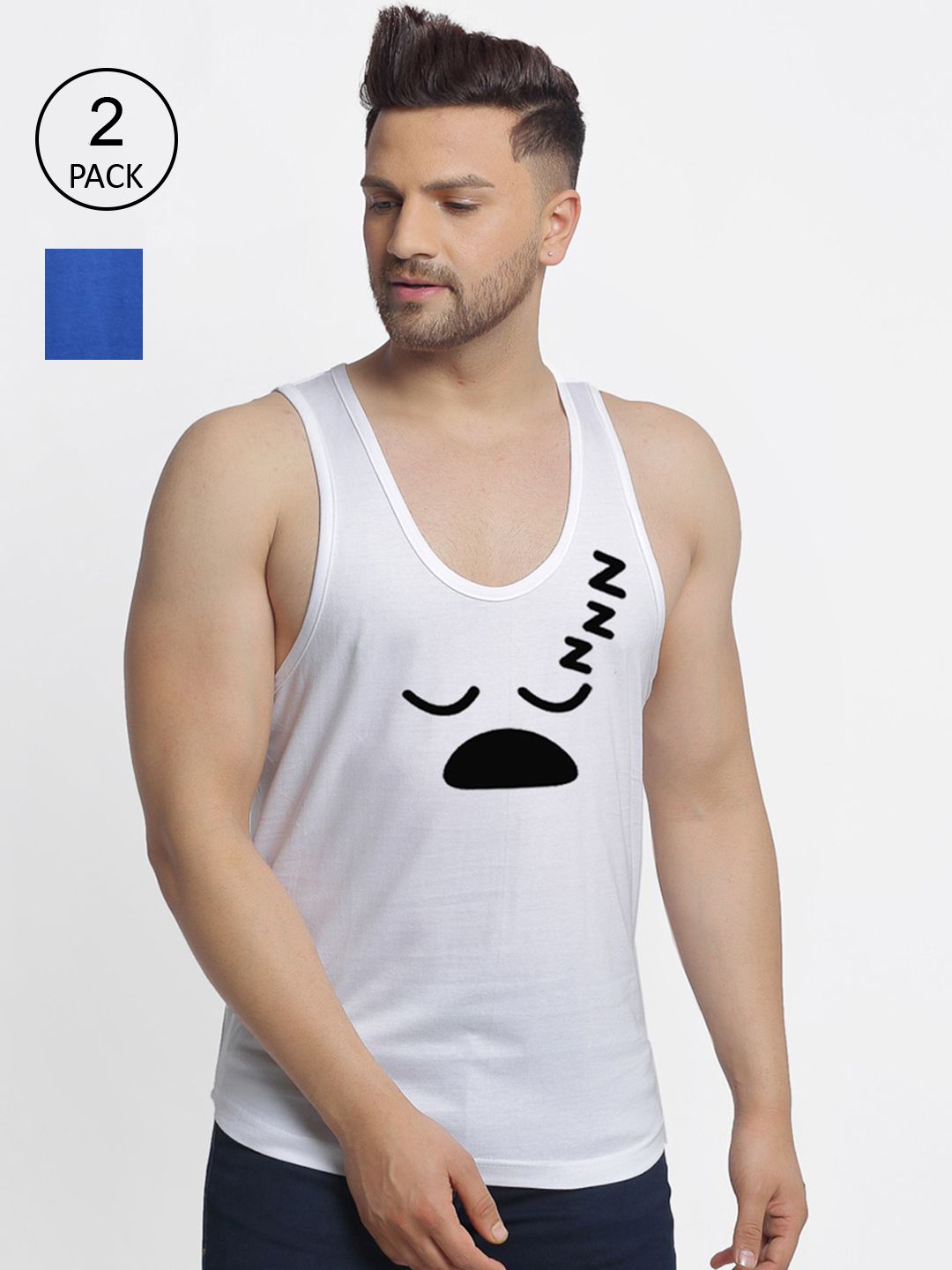 Friskers Men Pack Of 2 Printed Cotton Innerwear Vests