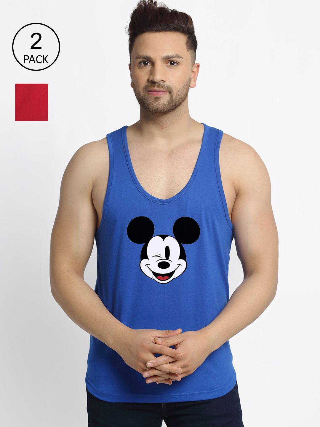 Friskers Men Pack Of 2 Printed Cotton Innerwear Vest