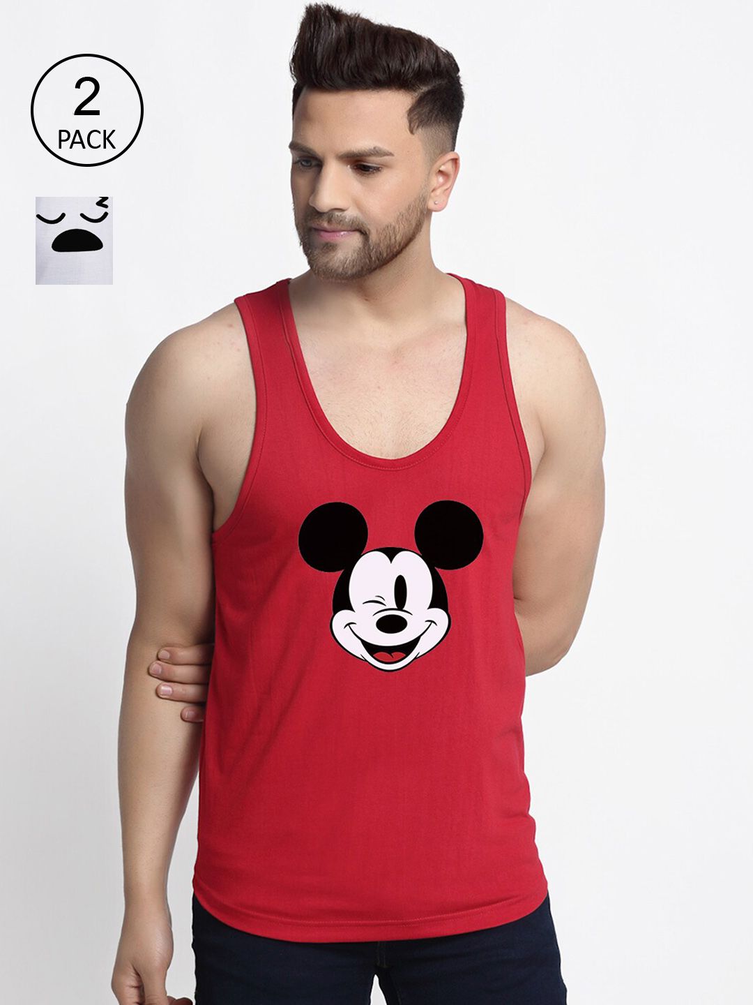 Friskers Men Pack Of 2 Printed Cotton Innerwear Vest