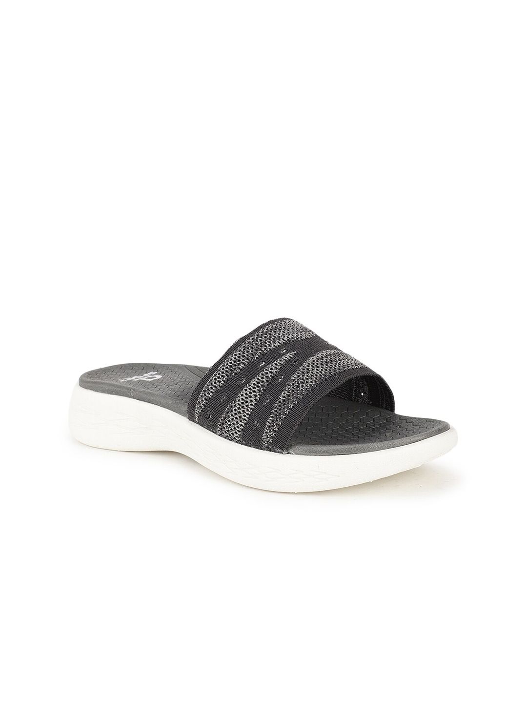 Carlton London sports Women Grey & White Rubber Sliders Price in India