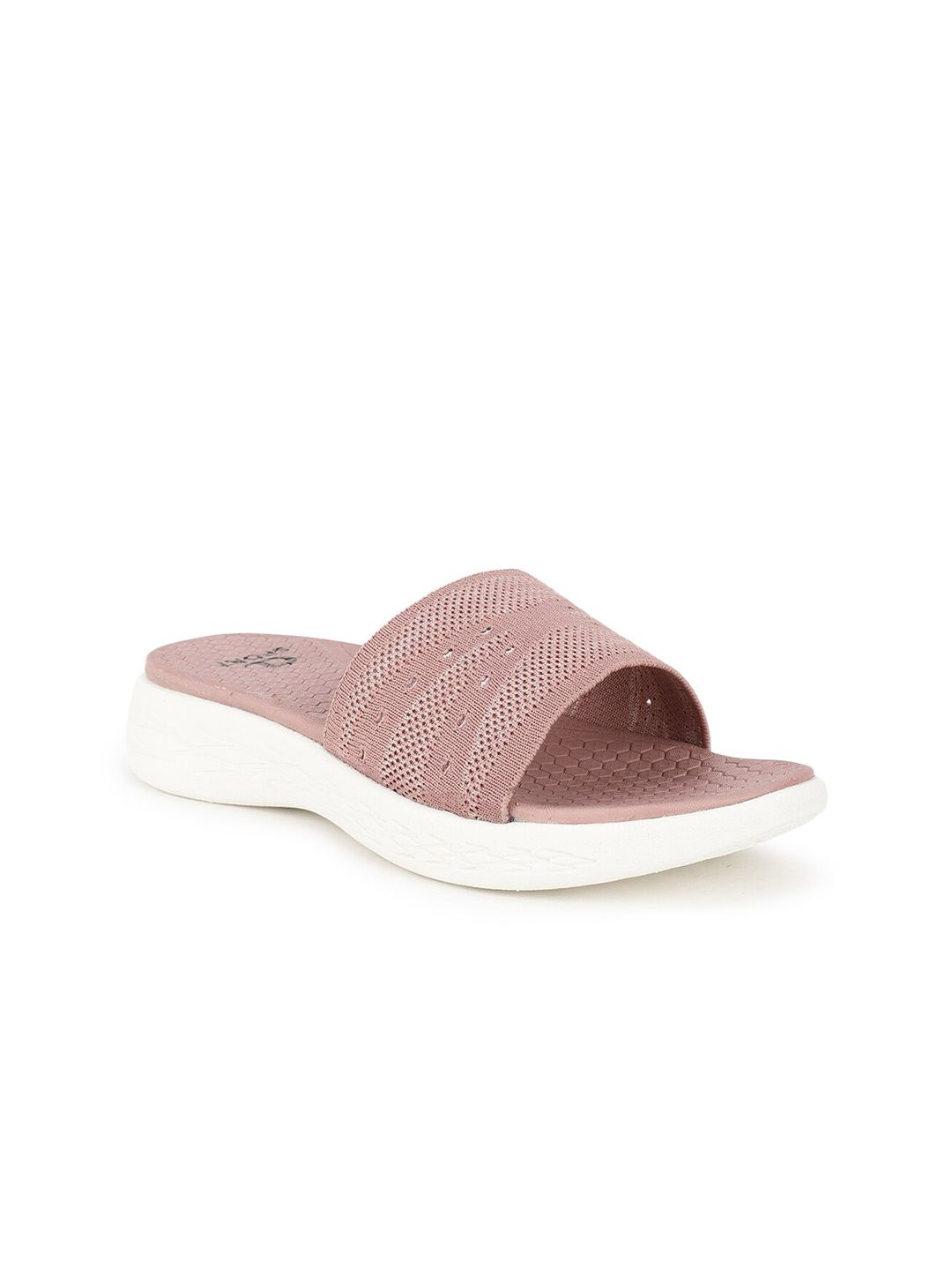 Carlton London sports Women Pink & White Rubber Sliders Price in India