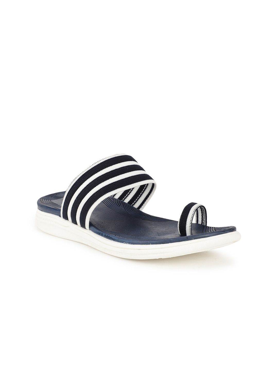 Carlton London sports Women Black & White Striped Rubber Slip-Ons Price in India