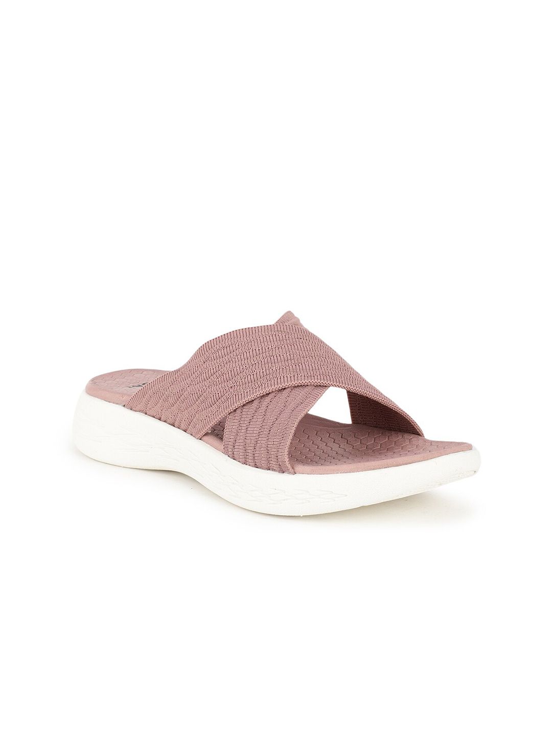 Carlton London sports Women Pink & White Rubber Sliders Price in India