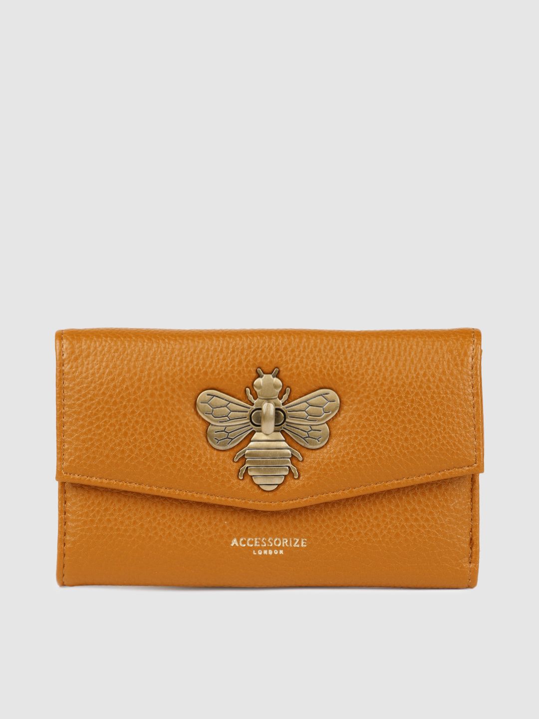 Accessorize Women Tan Brown Solid Envelope Wallet Price in India