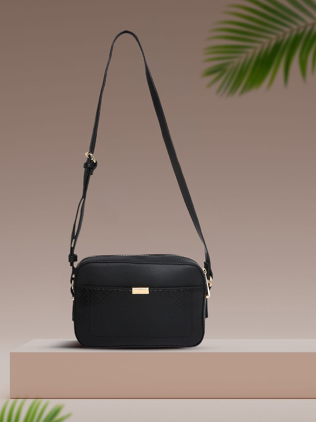 Buy Accessorize London Women Faux Leather Black Piper Camera Croc