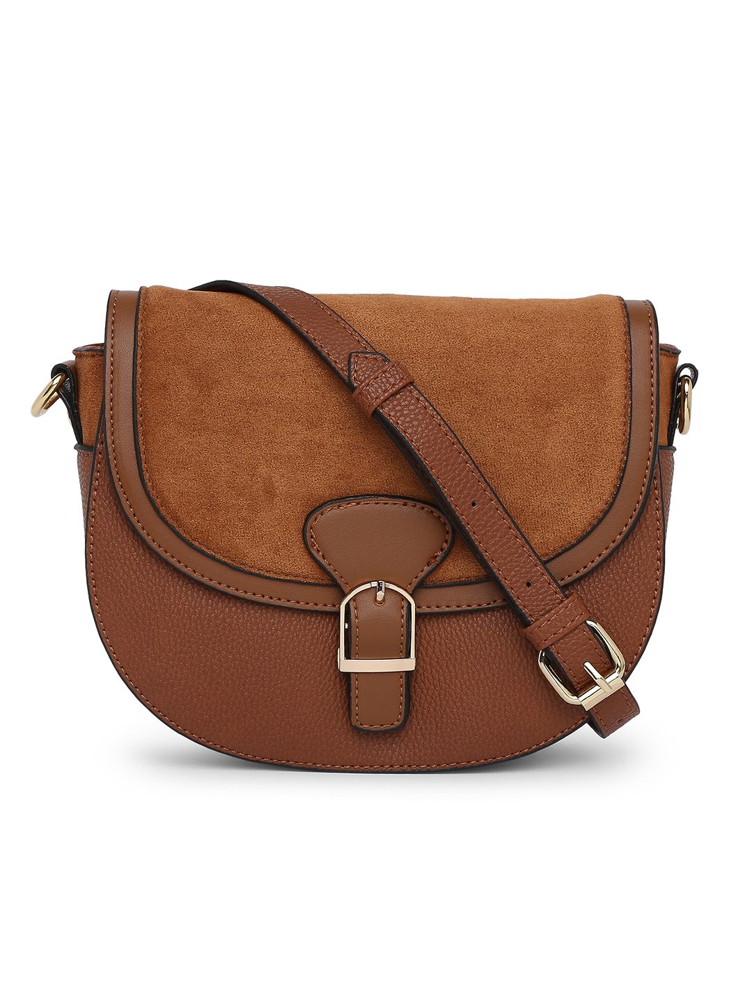 Accessorize Tan Brown Solid Half Moon Shoulder Bag Price in India