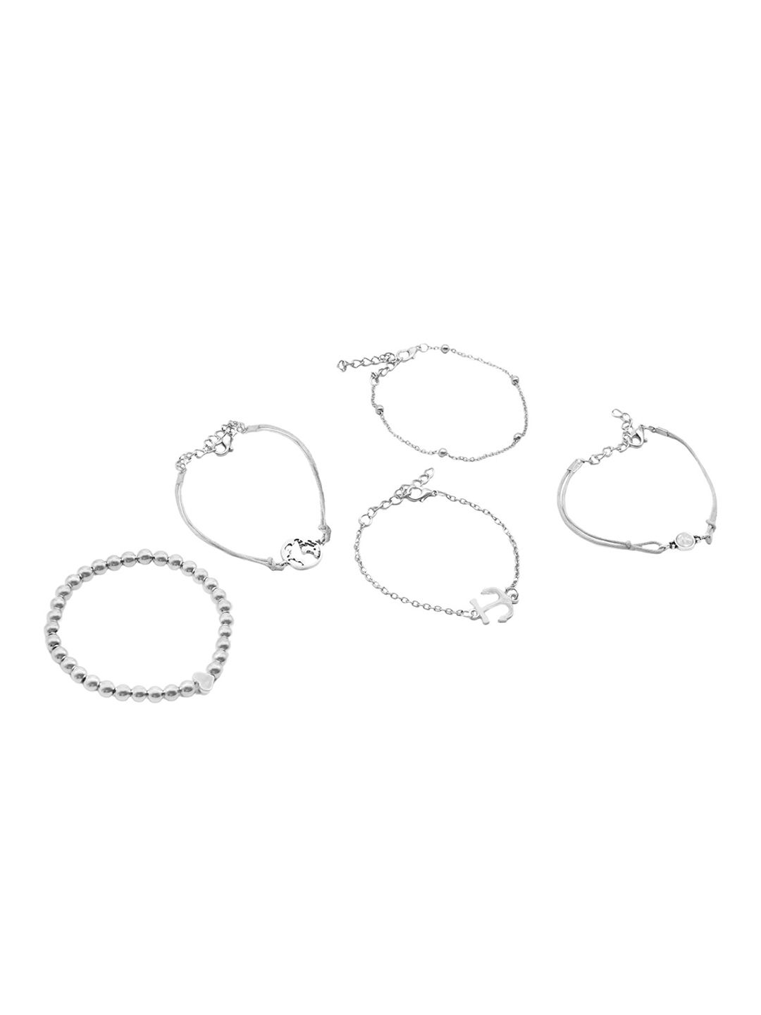 JOKER & WITCH Women Set Of 5 Silver-Toned Bracelets Price in India