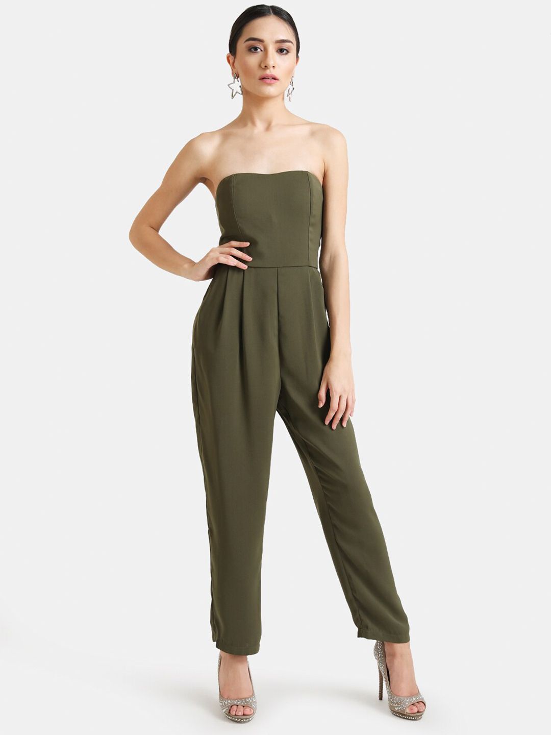 Kazo Olive Green Off-Shoulder Jumpsuit Price in India