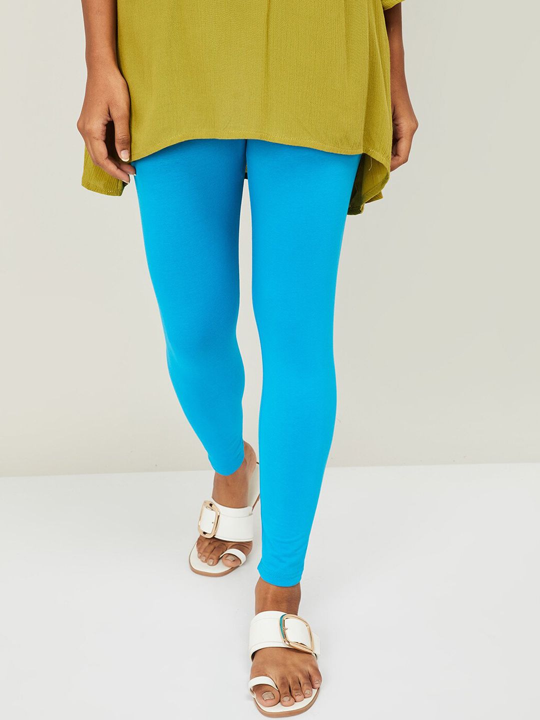 Melange by Lifestyle Blue Solid Cotton Leggings Price in India