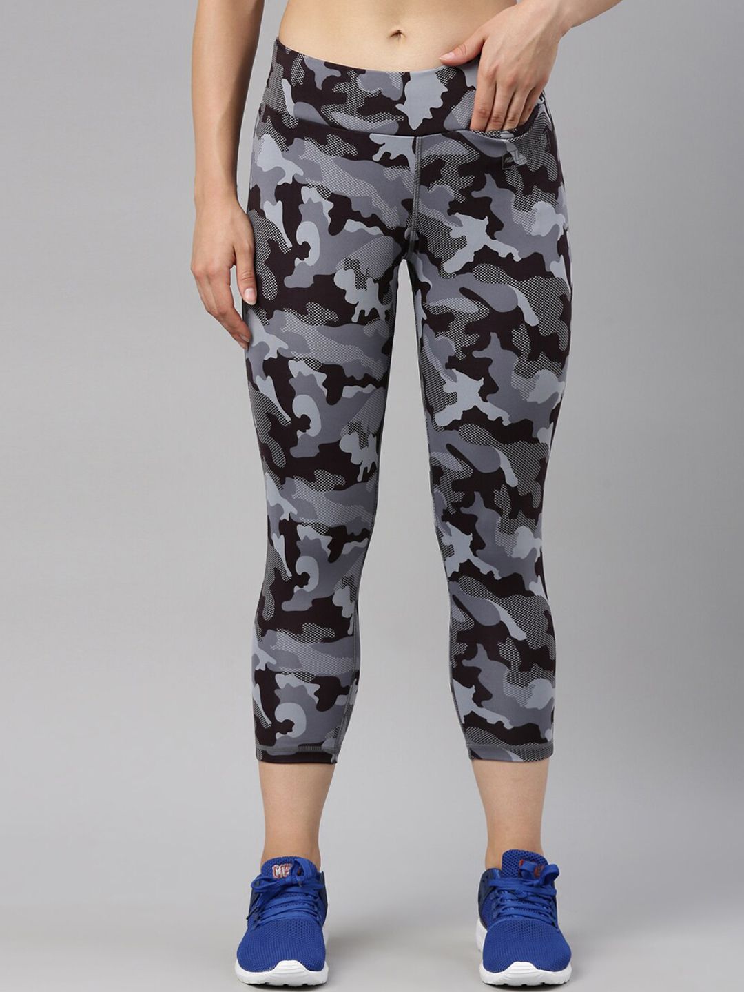 GOLDSTROMS Women Grey & Black Camouflage Printed Tights Price in India