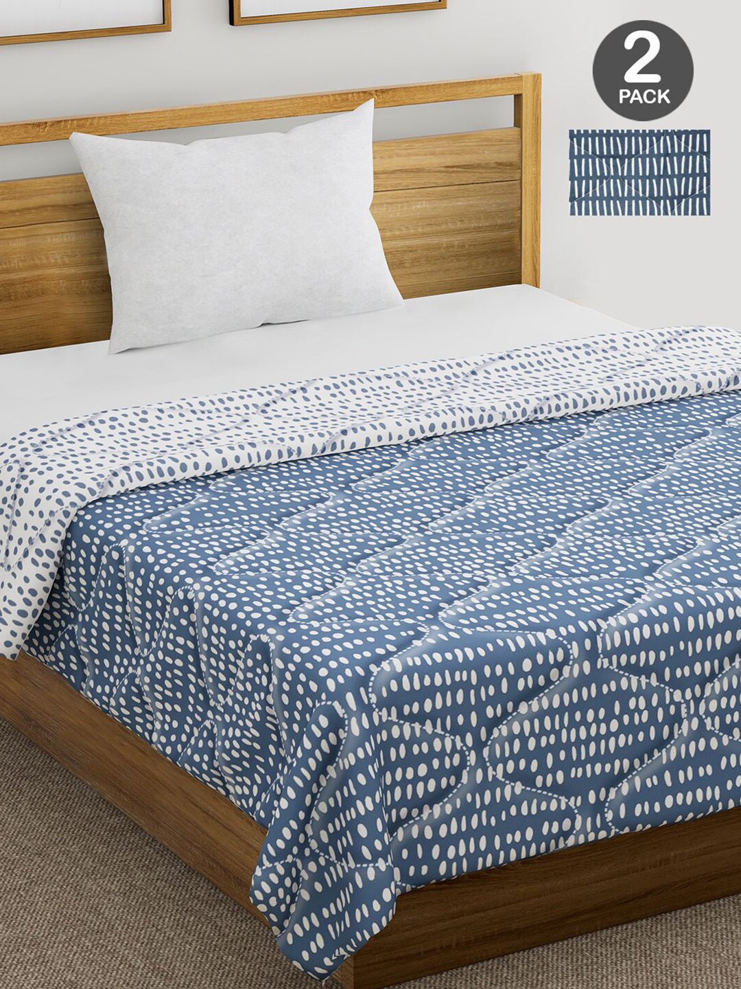 Divine Casa Blue & White Set of 2 Mild Winter 120 GSM Single Bed Comforter Price in India