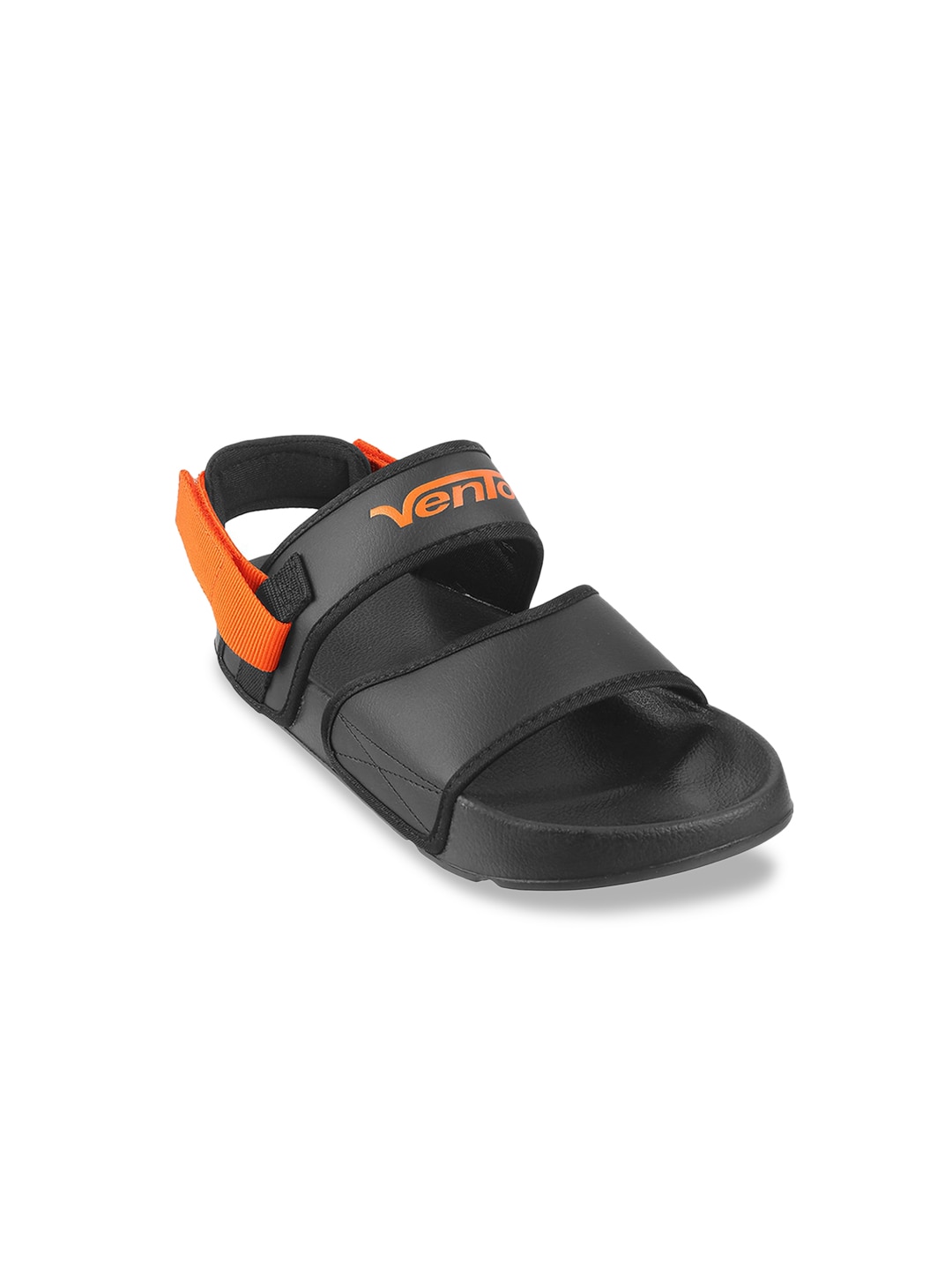 Vento Unisex Black & Orange Colourblocked Sports Sandals Price in India