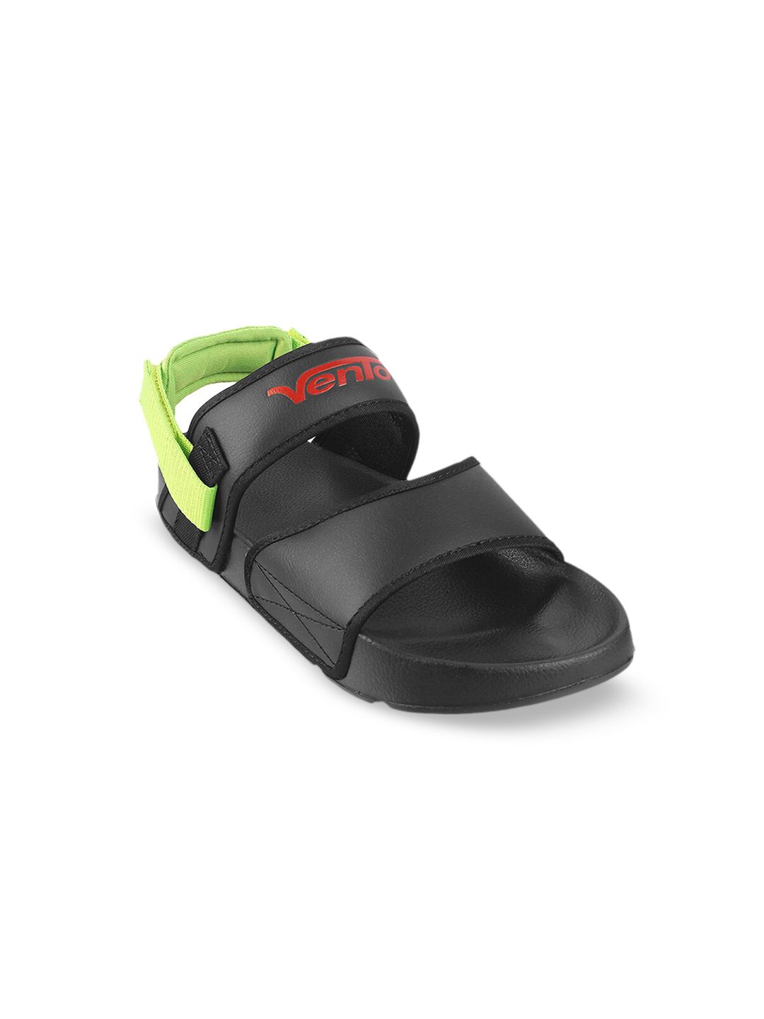 Vento Unisex Black & Green Colourblocked Sports Sandals Price in India
