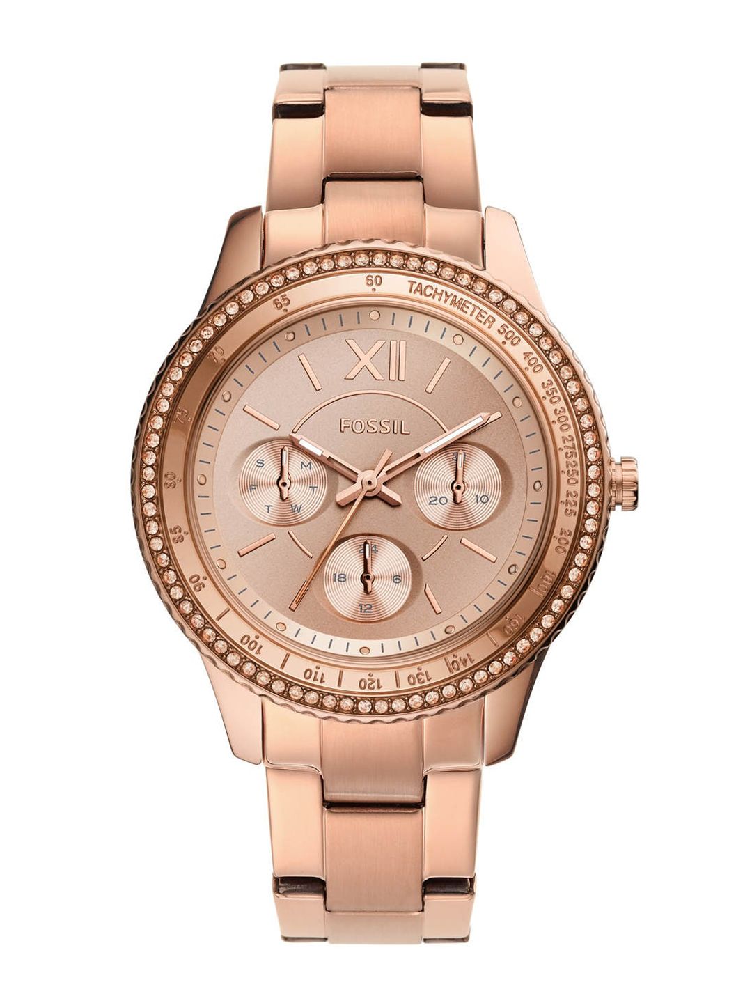 Fossil Women Rose Gold-Toned Embellished Dial& Stainless Steel Watch ES5106 Price in India