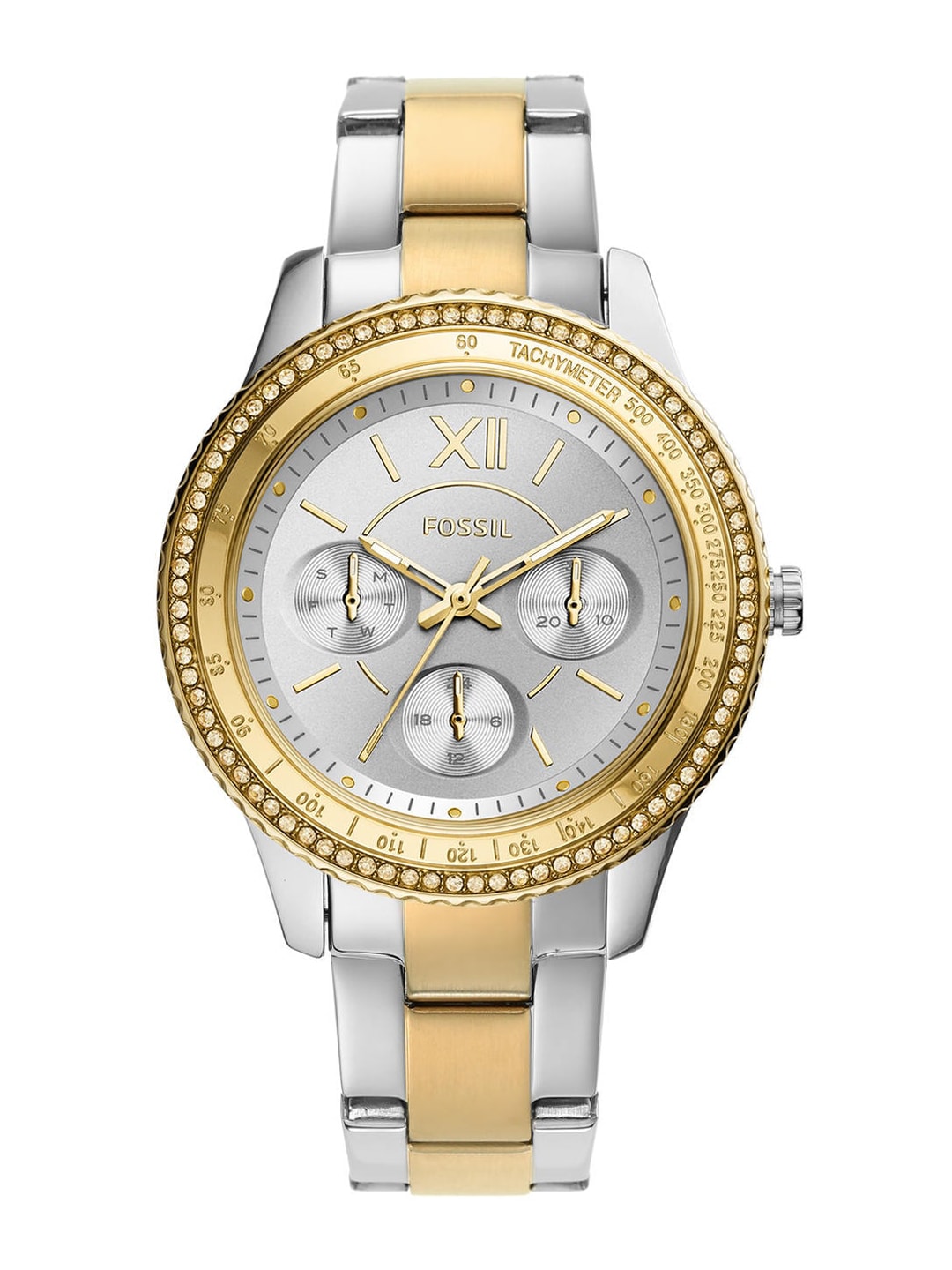 Fossil Women Silver-Toned Embellished Dial& Multicoloured  Analogue Watch ES5107 Price in India