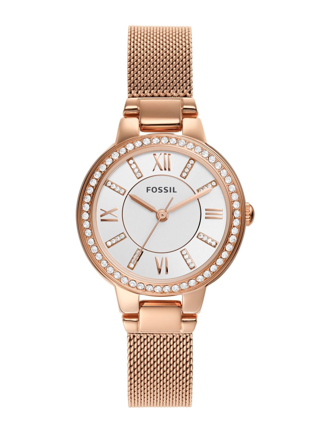 Fossil Women White Embellished Dial& Rose Gold-Plated Analogue Watch ES5111 Price in India