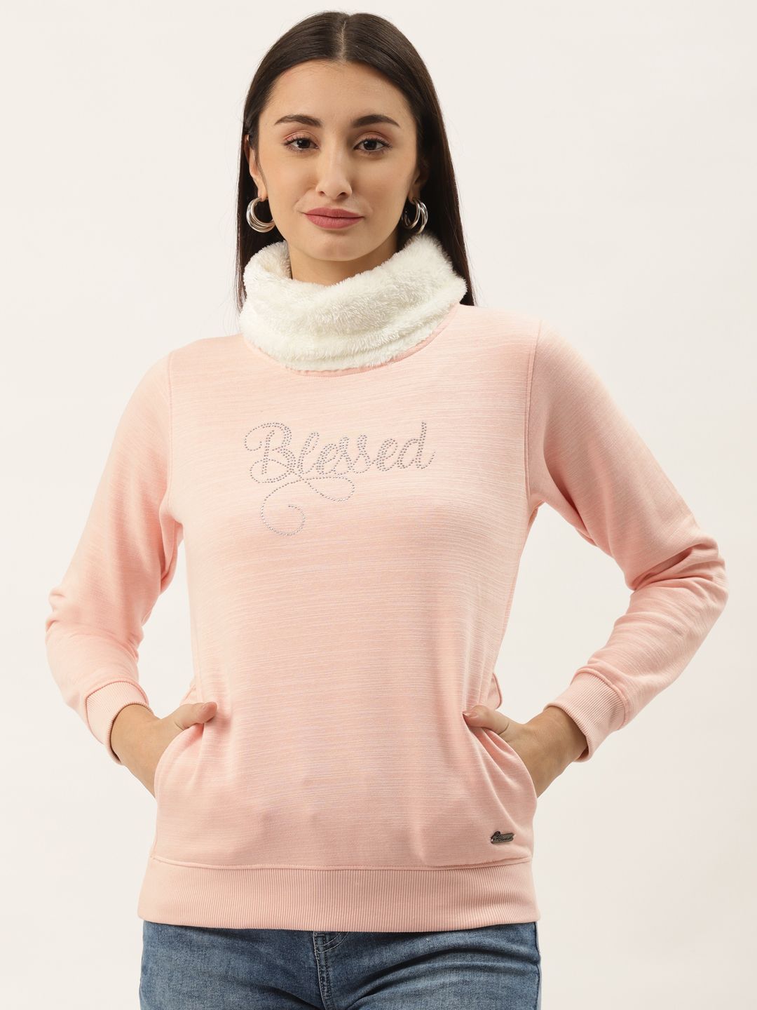 Duke Women Pink Printed Sweatshirt Price in India