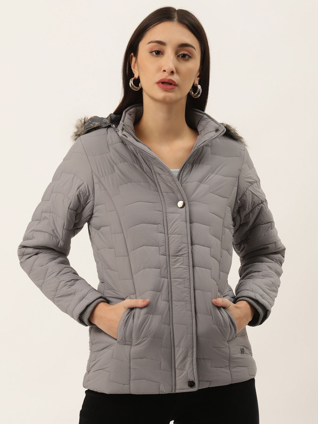 Duke Women Grey Parka Jacket Price in India