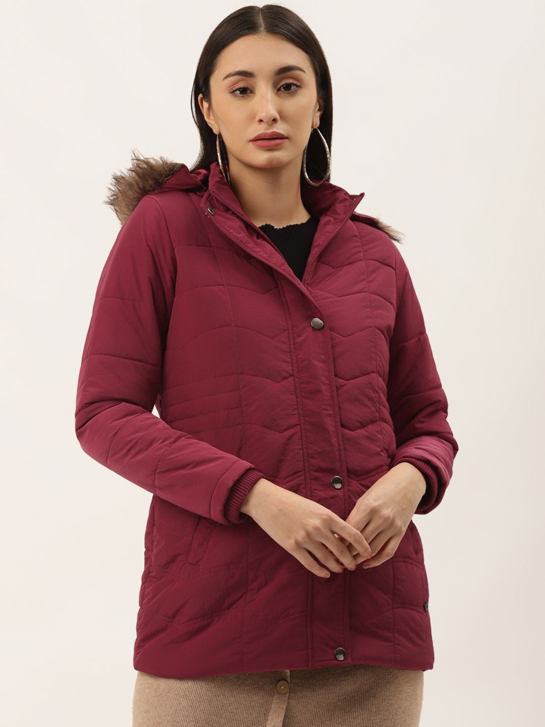 Duke Women Maroon Parka Jacket Price in India