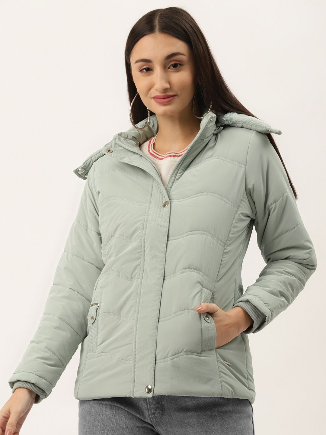 Duke Women Green Padded Jacket Price in India